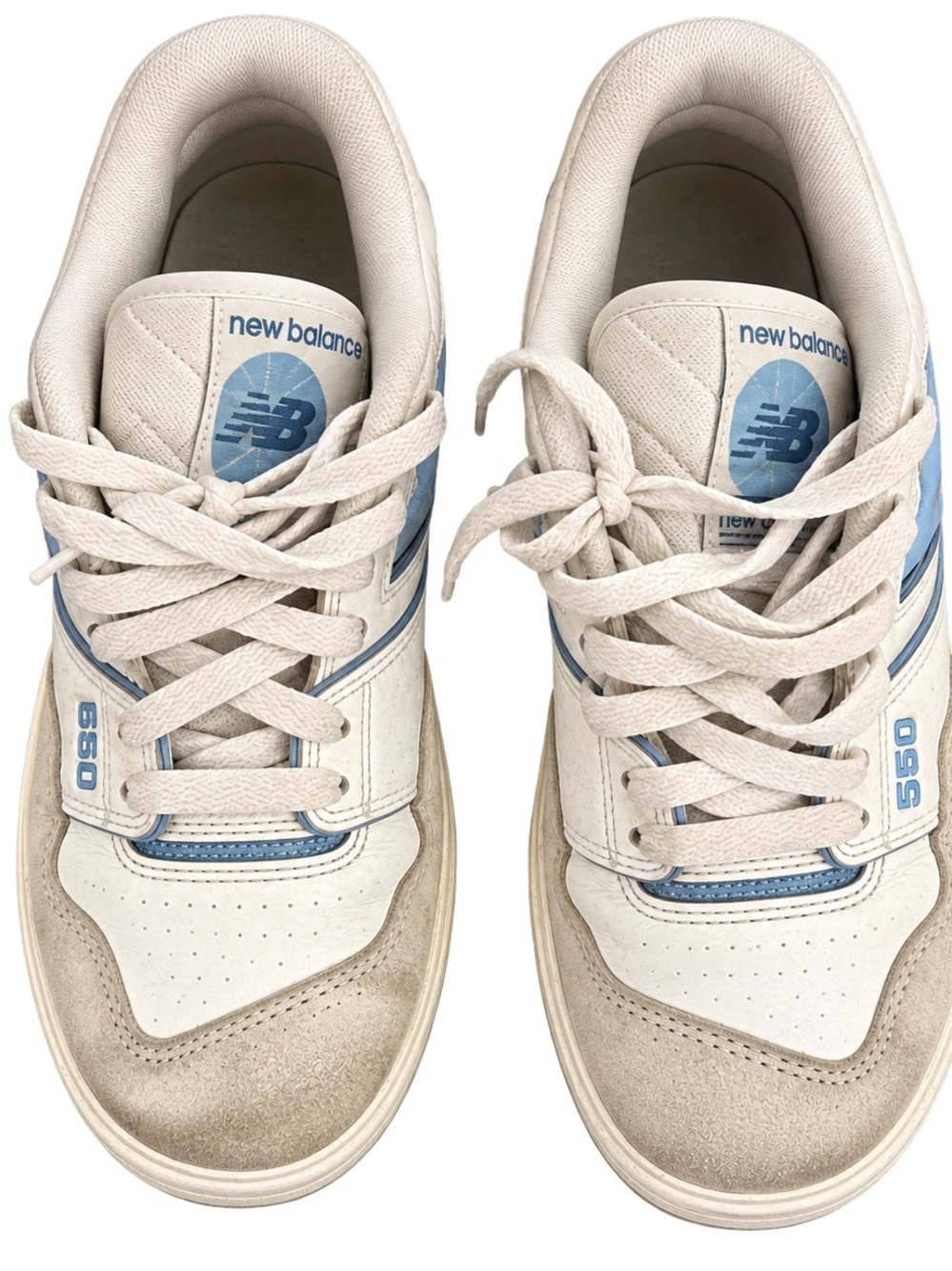 New Balance Kids 550 Sneakers in White and Light Blue